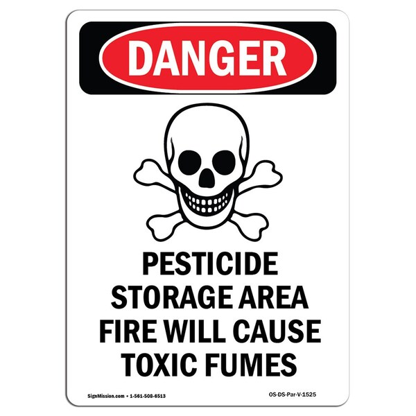 Signmission Safety Sign, OSHA Danger, 7" Height, Pesticide Storage Area, Portrait, D-57-V-1525 OS-DS-D-57-V-1525 - main